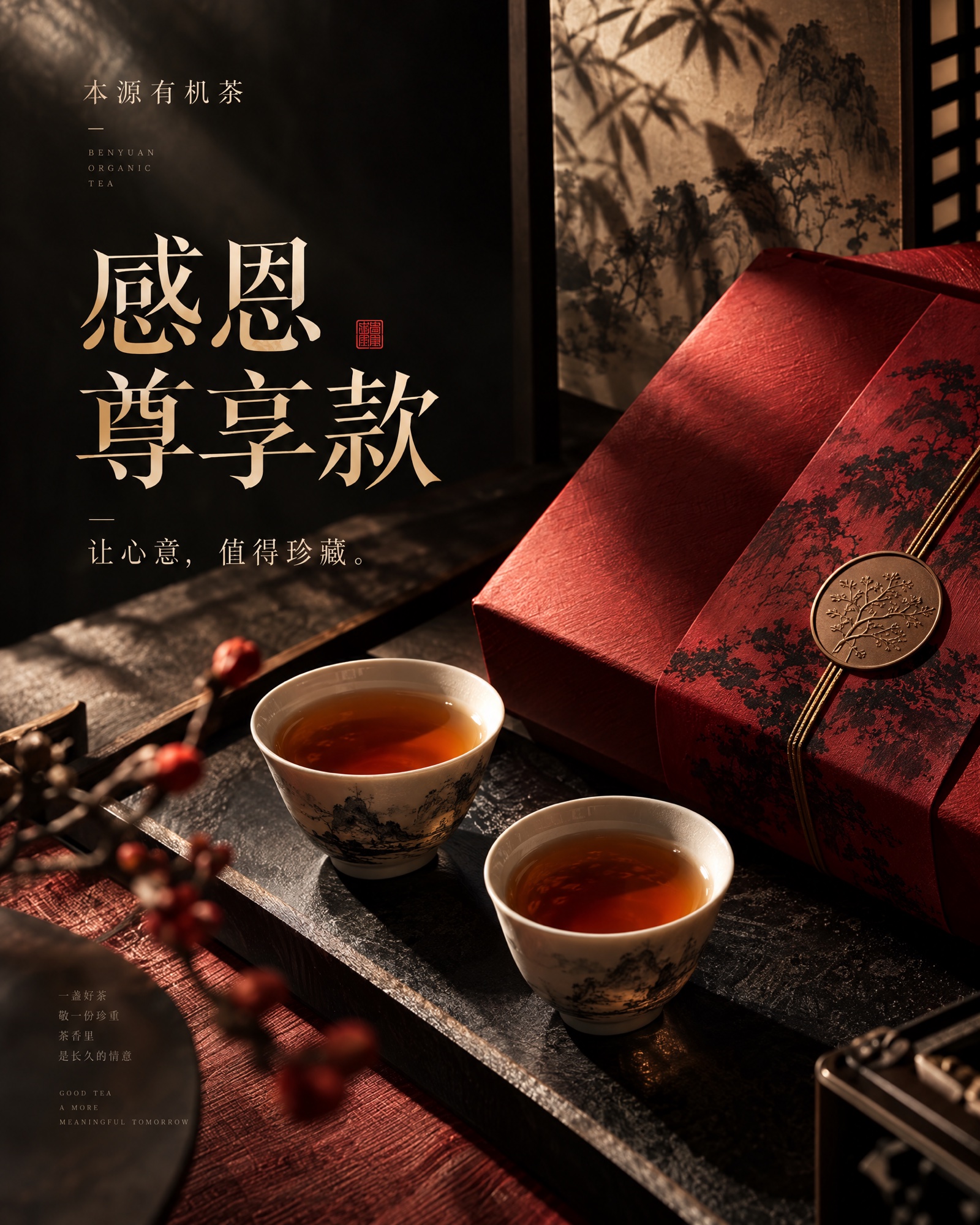 Benyuan organic tea · gratitude campaign poster